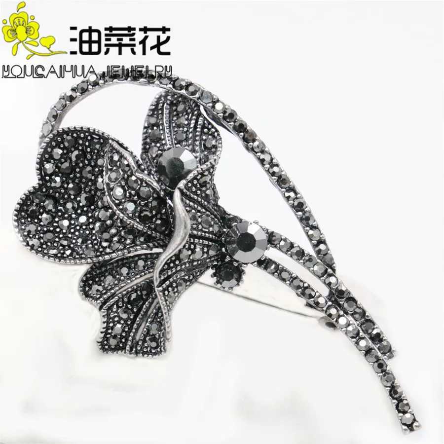 Black Rhinestone Chest Flower Rose Leaf Bow Symbol Elegant Chest Wedding Beads WOMens New Crystal W240815