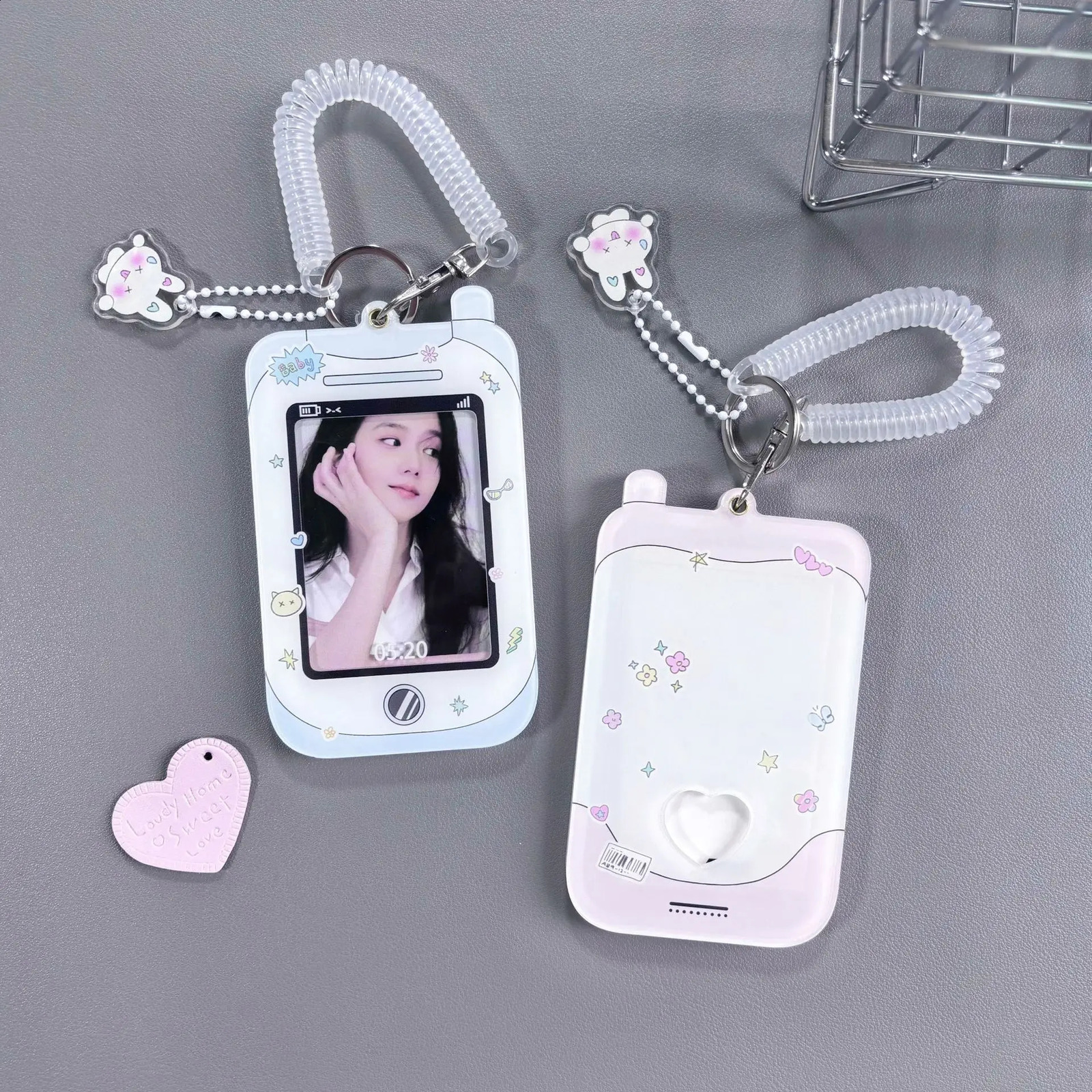Y2k acrylic po card holder keychain INS Ins Idol decoration student ID badge girl 240820
