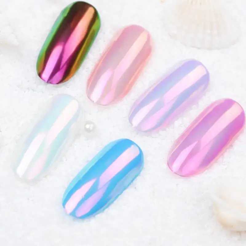 Holographic Nail Glitter Powder Aurora Pigment Nail Art Rainbow Color Neon Effect DIY Decorations Mirror Effect Nail ToolXJ240815