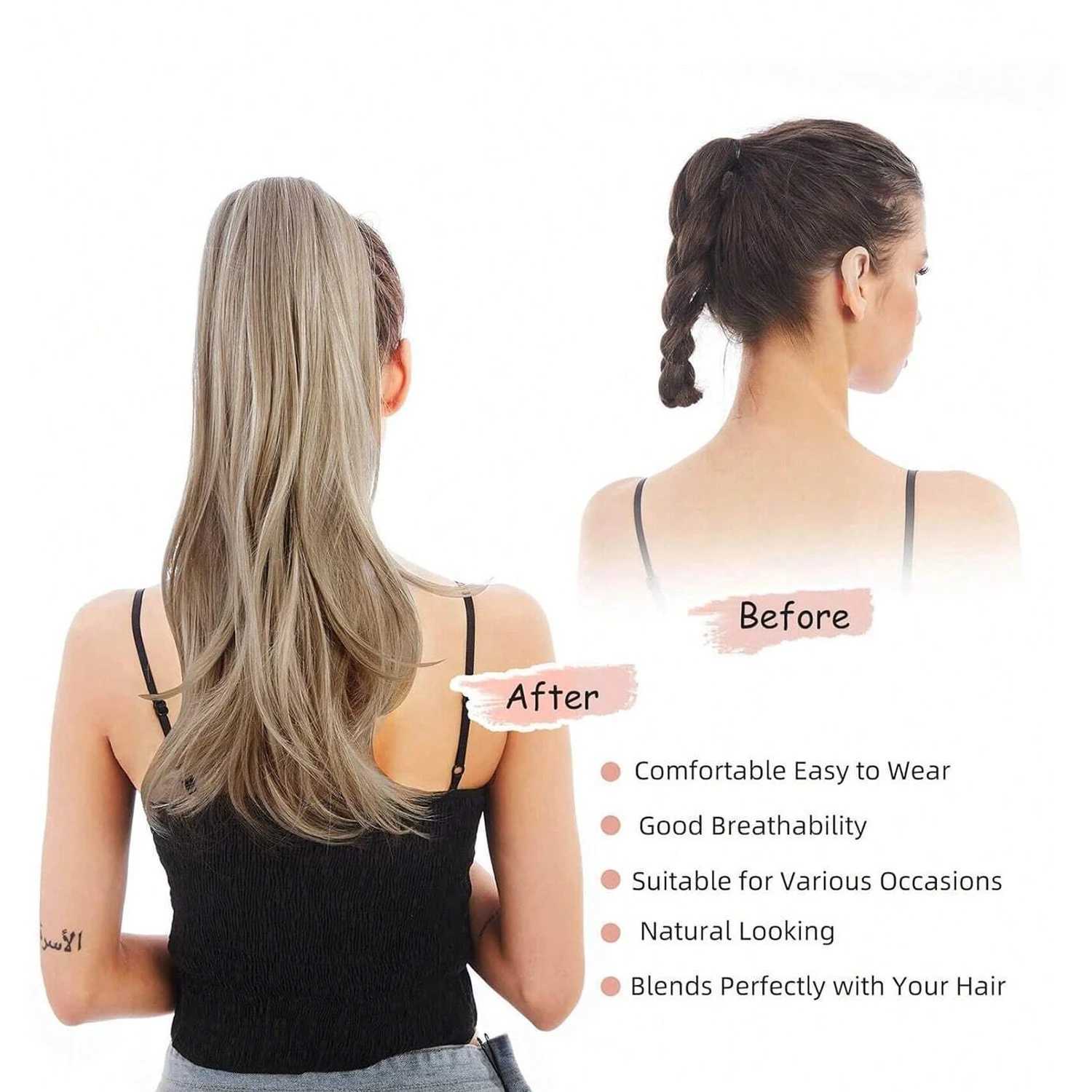Long curly hair synthetic claw clip ponytail hair extension ponytail easy to wear suitable for daily use wig accessories W240817