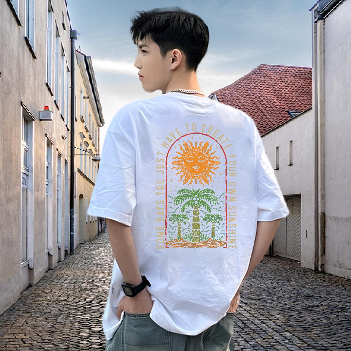 Classic Casual Mens Tshirts sun Casual Beach 230g 100% Cotton Wear Short Sleeve O-Neck Designer T-Shirts Cartoon Printing L-4XL