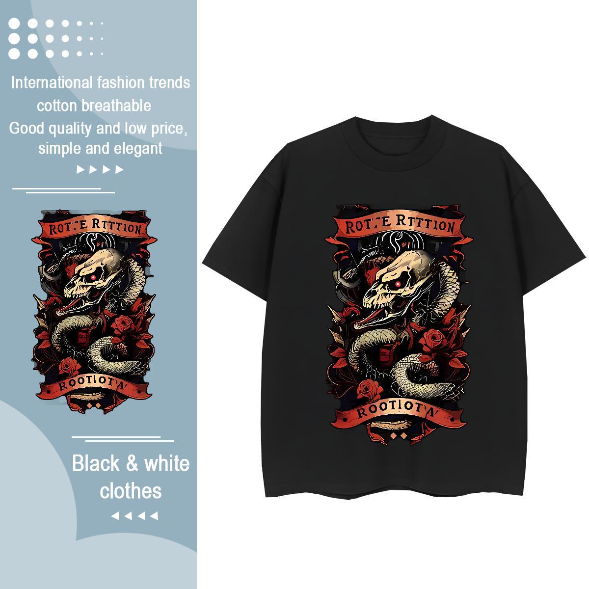New Tshirt for Man Woman Daily Wear Breathable Tshirts Free Shipping 100% Cotton 230g snake Anime Oversized T shirt