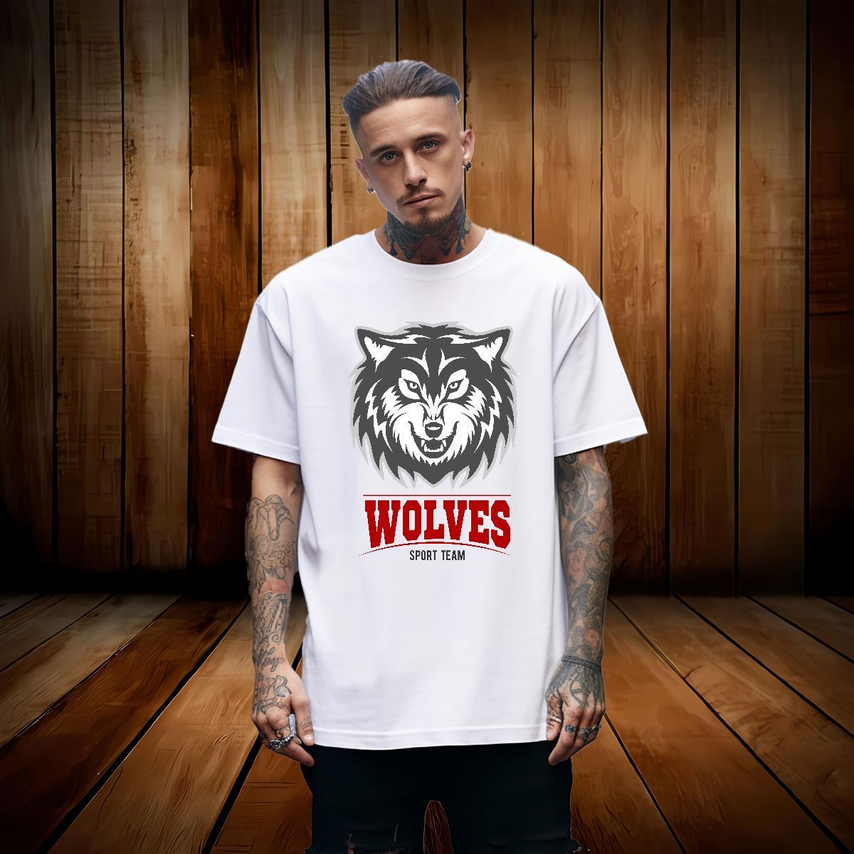 Popular Men T Shirts wolf O Neck Short Sleeves Daily Outfit DIY Anime 230g 100% Cotton Men Tees Factory Direct Clothings