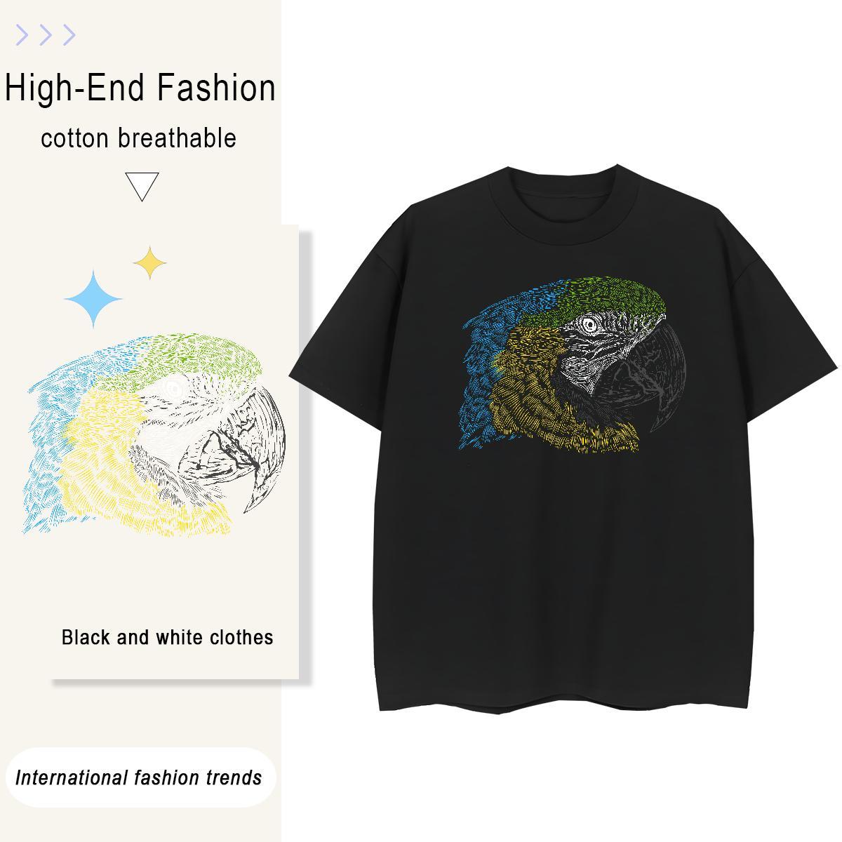 Fashion Casual Women Tees Daily Outfit Breathable Crew Neck Top Tees Lady 230g Cotton eagle Cartoon Anime T-Shirts for Women
