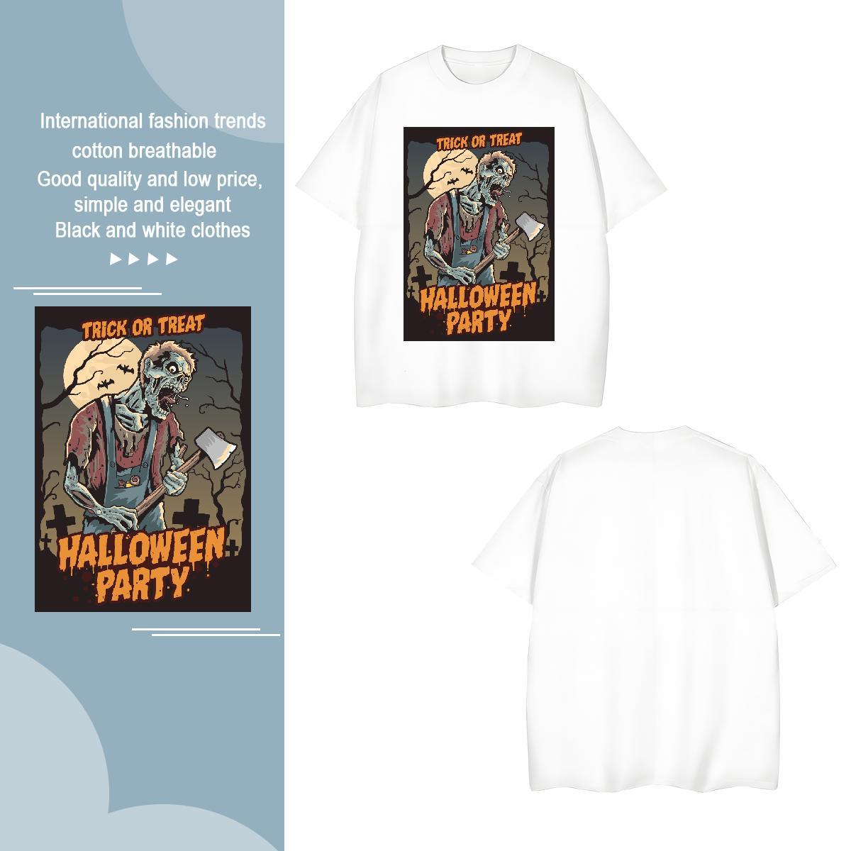 Comfortable T Shirts Men halloween Breathable Short Sleeve Street Casual Black Oversized 230g 100% Cotton Men Tees Custom Tops Tees