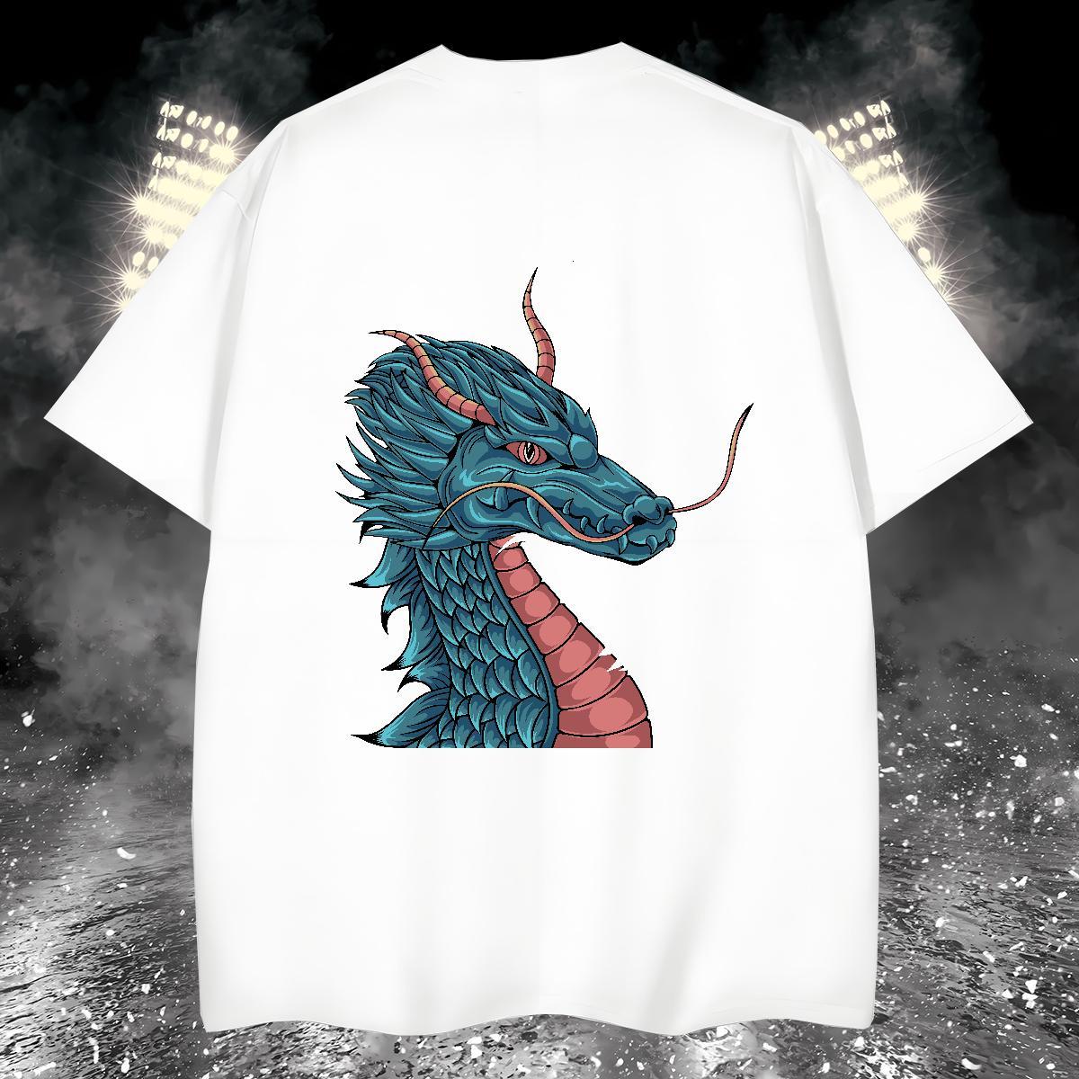 T-Shirts for Men 100% Cotton 230g dragon Casual Daily Wear Round Neck Short Sleeve Custom Printed Men Tees Stylist Loose Fit Tshirts