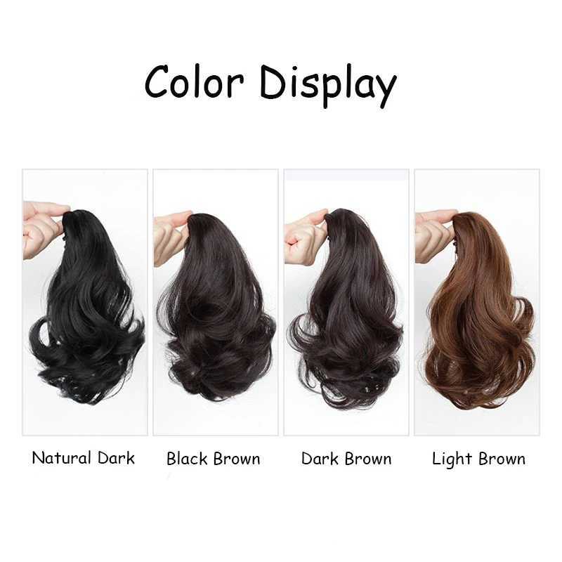 Wigsin synthetic 10 inch wavy ponytail short hair wavy curly ponytail brown brushed clip style female hair extension wig W240817
