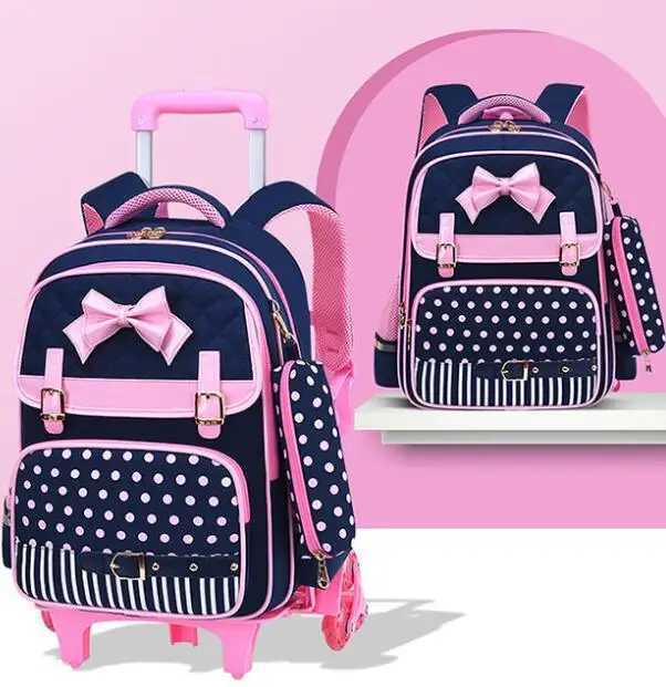 Children School Wheeled Backpack For Girls Trolley School Backpack School Wheeled Backpack Kids School Bag With 2 Wheels 6 WheeL Y240820