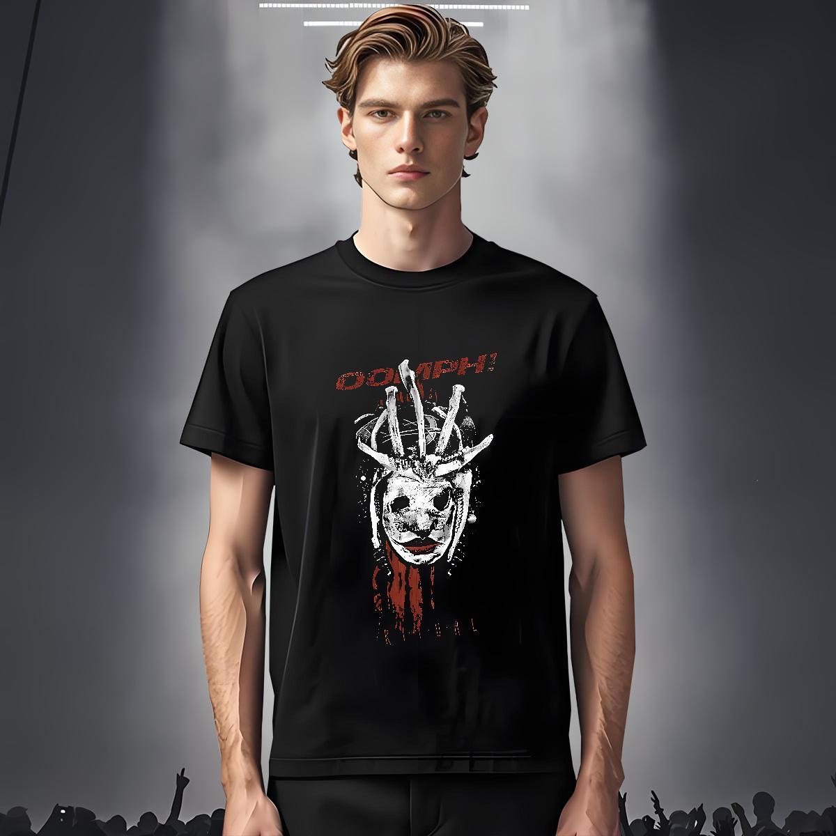 T-Shirts 230g Cotton scary Beach Crew Neck Plus Size Cartoon Couples T Shirts 2024 Loose Fit Tees Shirts