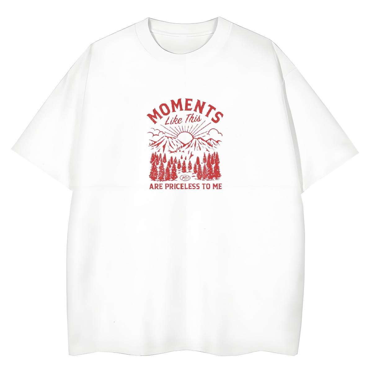 2024 Tshirt for Man Woman Outdoor O-Neck Short Sleeve Tshirts Soft 100% Cotton 230g mountains Black White T Shirts Women