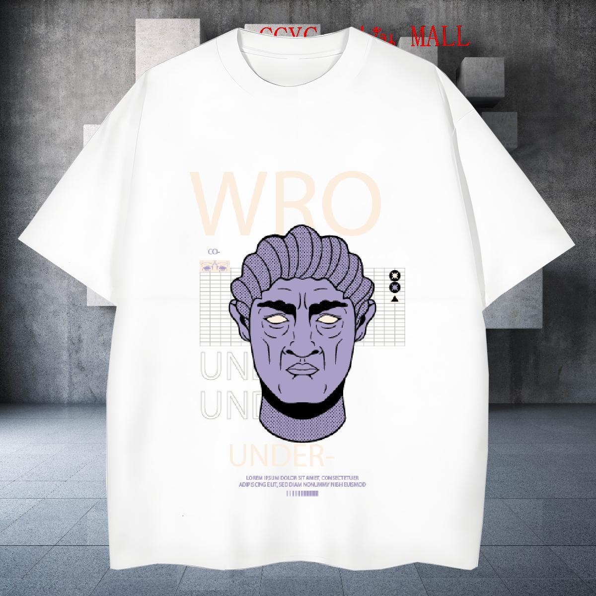 Free Shipping western style 100% Cotton 230g Men Tees High Street Hip Hop Breathable Crew Neck T-Shirts for Men Brand Custom Cartoon Tshirts