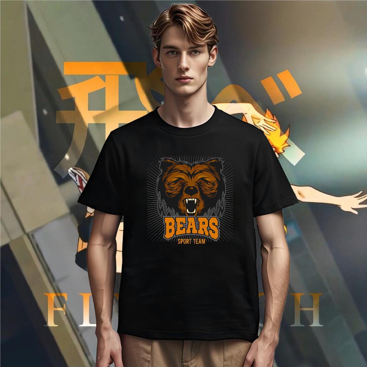 Man T Shirts 100% Cotton 230g bear High Street Hip Hop Breathable Short Sleeve Asian Size Men Clothes T-Shirt Stylist Cool Design Polos