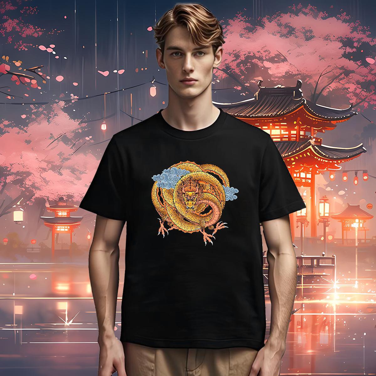 T-Shirts for Men 230g 100% Cotton dragon Street Casual Breathable Crew Neck DIY Logo Oversized Mens Tshirts New Designer Loose Fit Tops Shirt