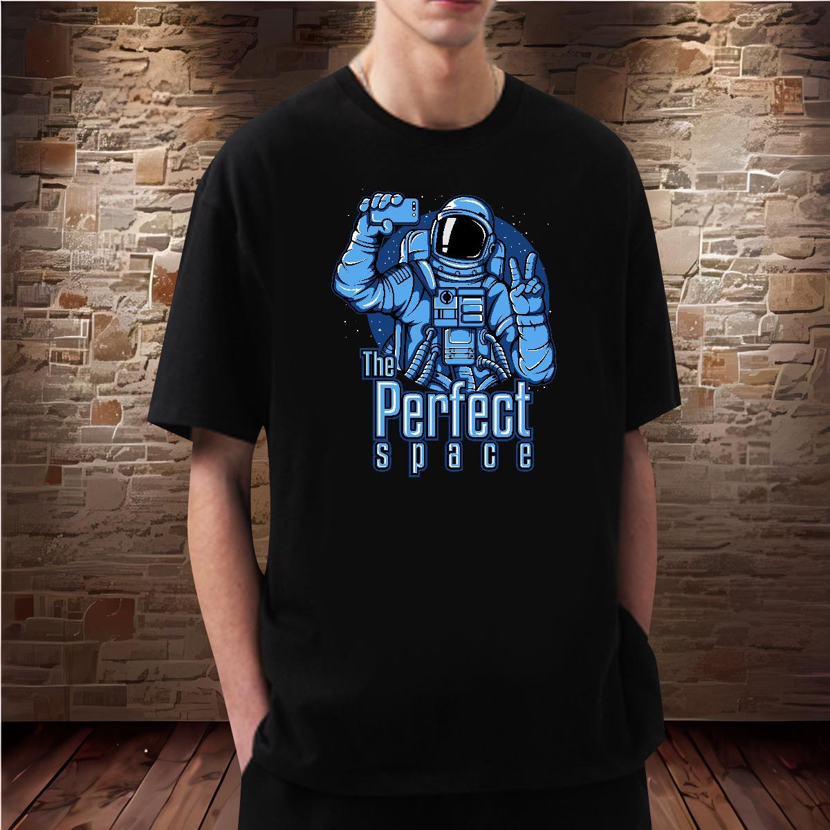 Classic spaceman 230g 100% Cotton Men Tshirts Casual Daily Wear O Neck Short Sleeves Men T Shirts Classic Casual Customized Tees Shirts