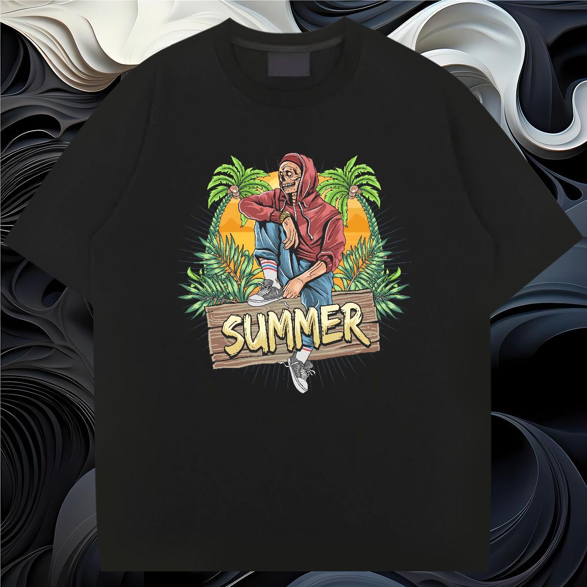 Wholesale T shirt summer O-Neck Short Sleeve Street wear Hip Hop DIY Logo Oversized 230g 100% Cotton Men Tees Fashion Design Wear