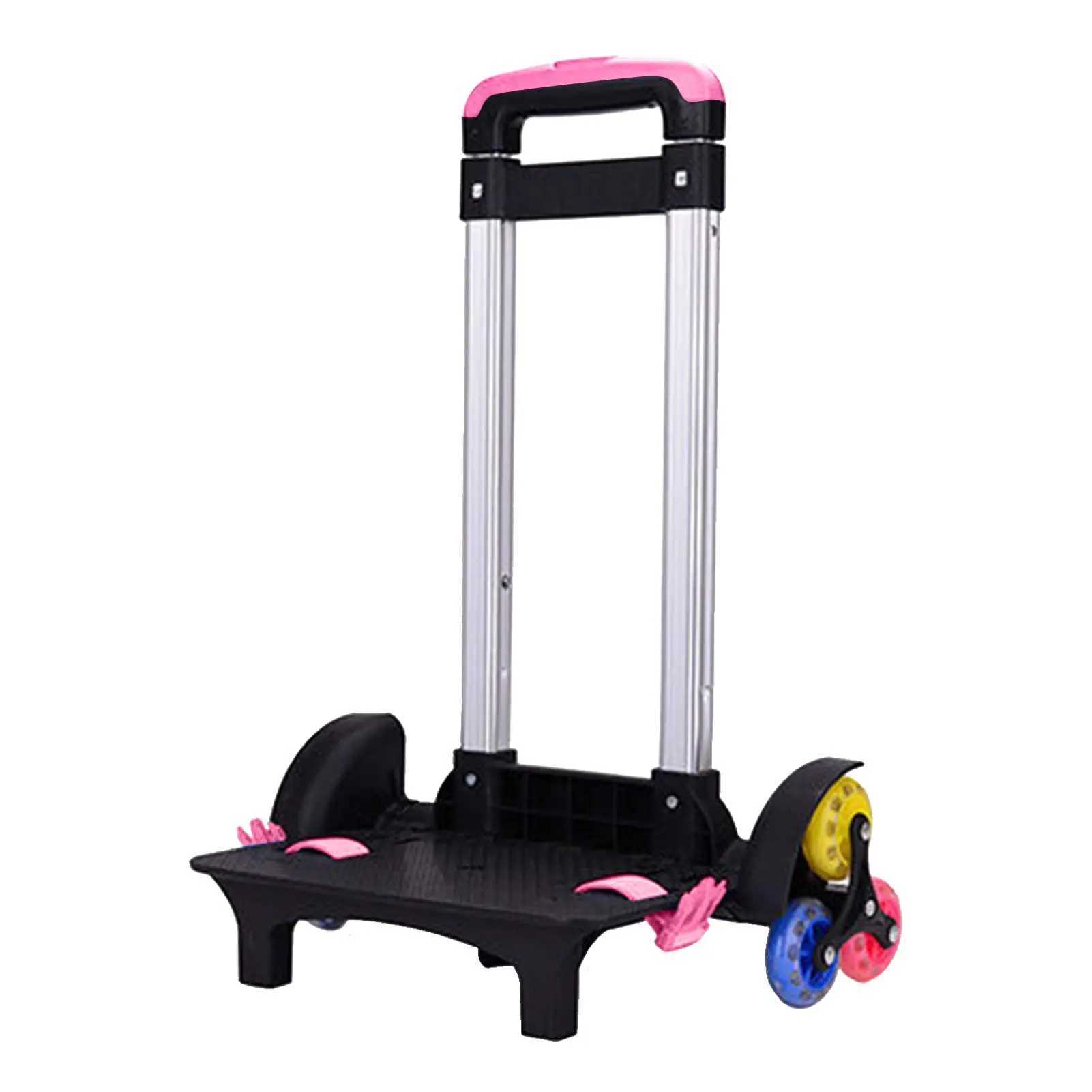 Backpack Trolley Wheeled Trolley Aluminium Alloy Foldable Hand Cart 6 Wheels Rolling Luggage Carts for Kids School Y240820