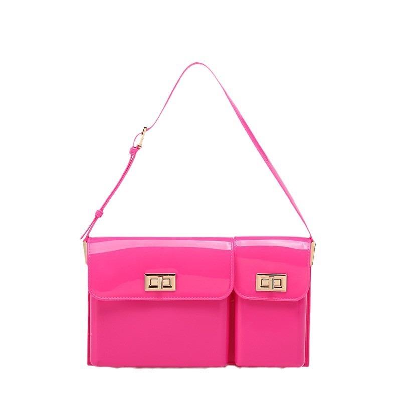 PVC Barbie Jelly Fashionable Versatile Divided Handbag, Stainproof and Easy to Wash, Summer Women's Shoulder Bag