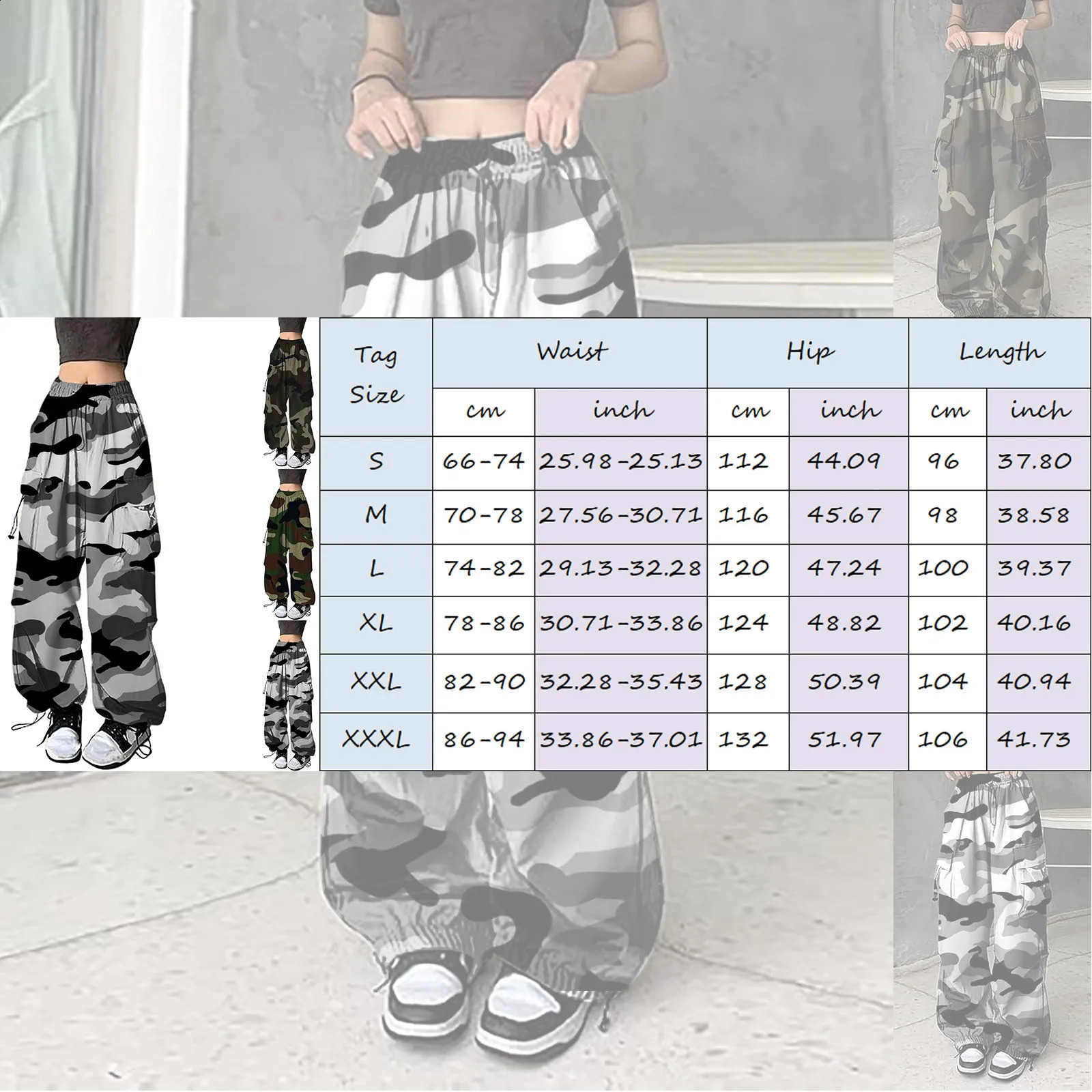 American Vintage Camouflage Cargo Pants Women Summer Streetwear Loose Straight Wide Leg Trousers Woman Z260314