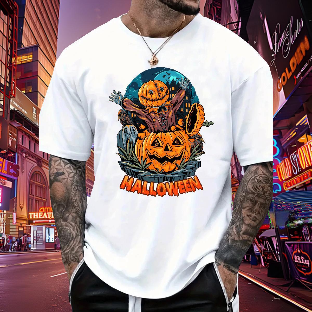 Loose T shirt halloween Breathable Short Sleeve Street wear Hip Hop Anime Print 230g Cotton Tshirts Brand Tee Shirt