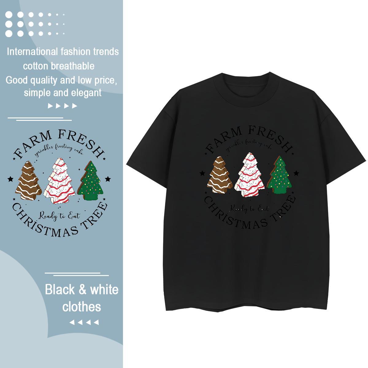 Classic T Shirt For Man christmas trees Breathable Soft Street Casual Custom Cartoon 230g Pure Cotton Men Tops Tees Designer Clothings