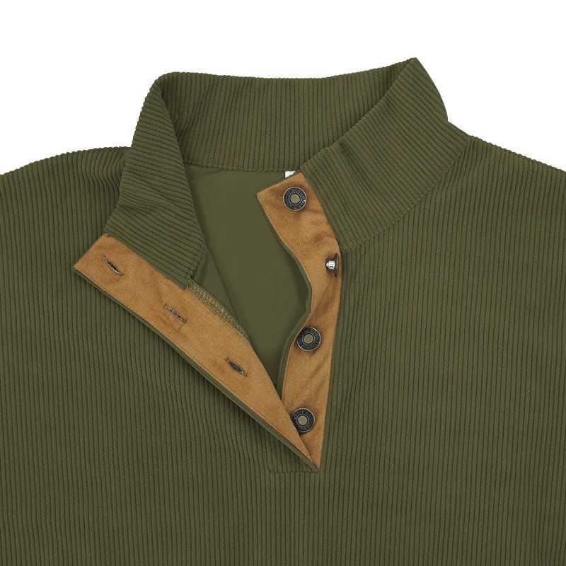 Mens solid color vintage long sleeve and roll-neck henley shirt casual and stylish summer casualwearXJ240819