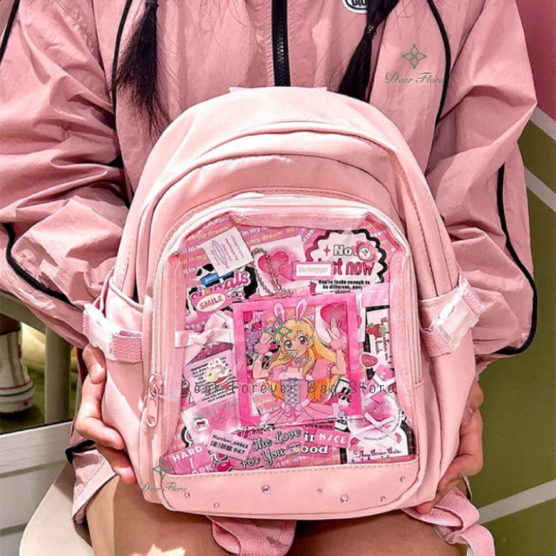 Y2K Cute Mini Backpack Womens Kawaii Ita Bag Sweet Girl Transparent Rucksack DIY Personalized Display Knapsack Lolita Shoulder 240820