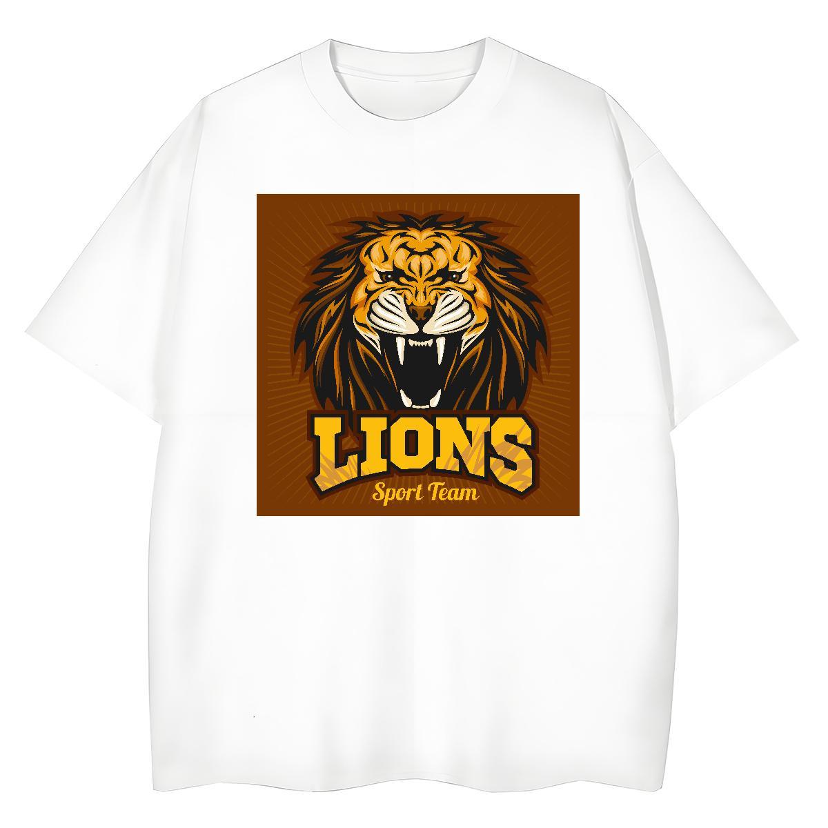 Designer Mens Tshirts lion Summer Casual 230g Pure Cotton Clothings Breathable Crew Neck Unisex T shirt DIY Printed