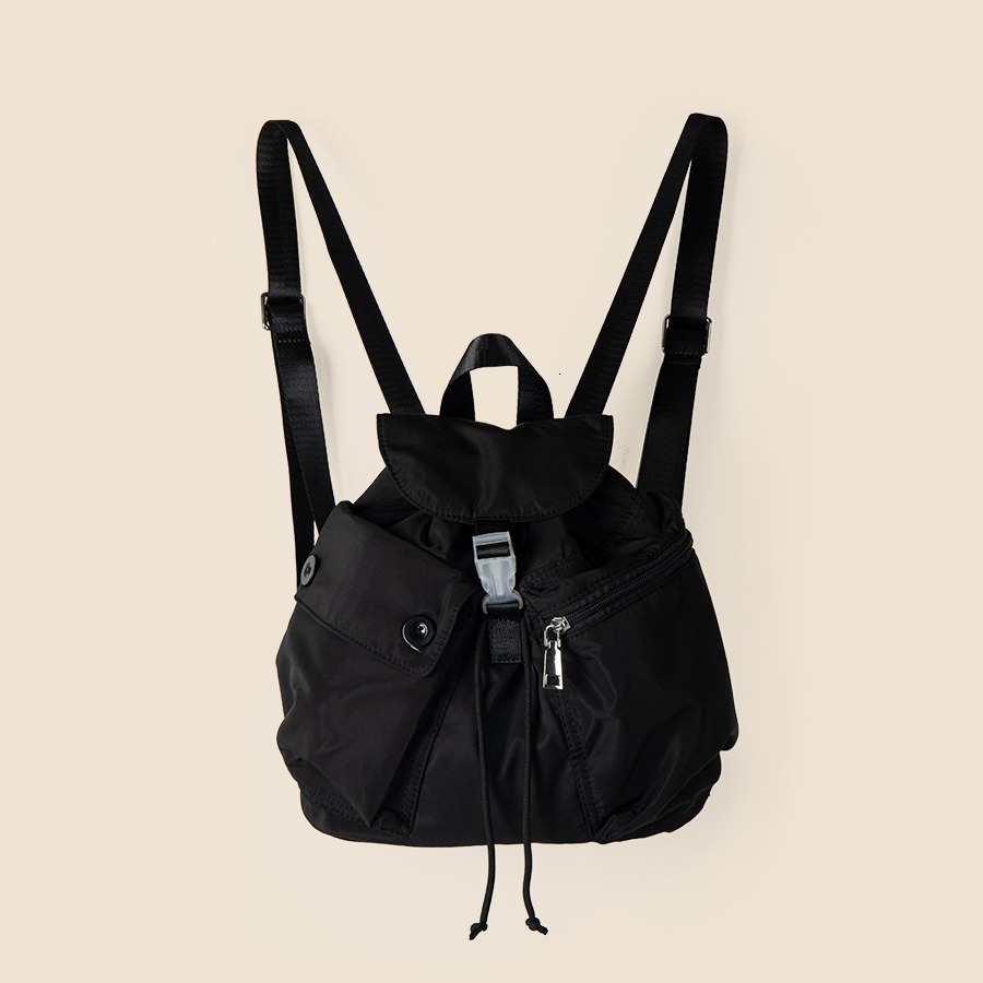 Nylon fabric simple and versatile drawstring backpack for travel, large capacity casual backpack, women's high-end feel, ins style