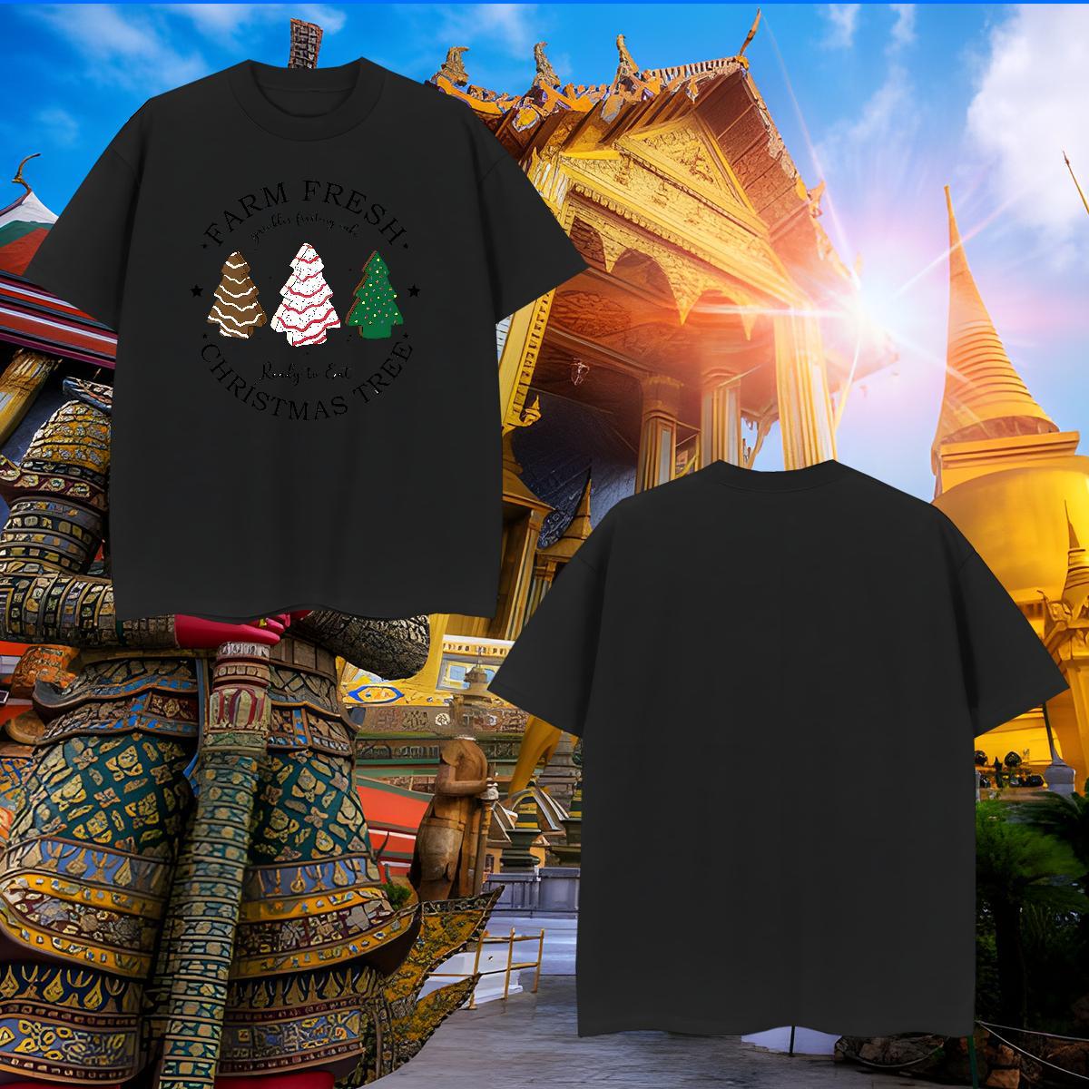 Wholesale Mens T Shirts christmas trees Breathable Crew Neck Casual Daily Wear Asian Size 230g Pure Cotton Men Clothes T-Shirt 2024 Tees Shirts