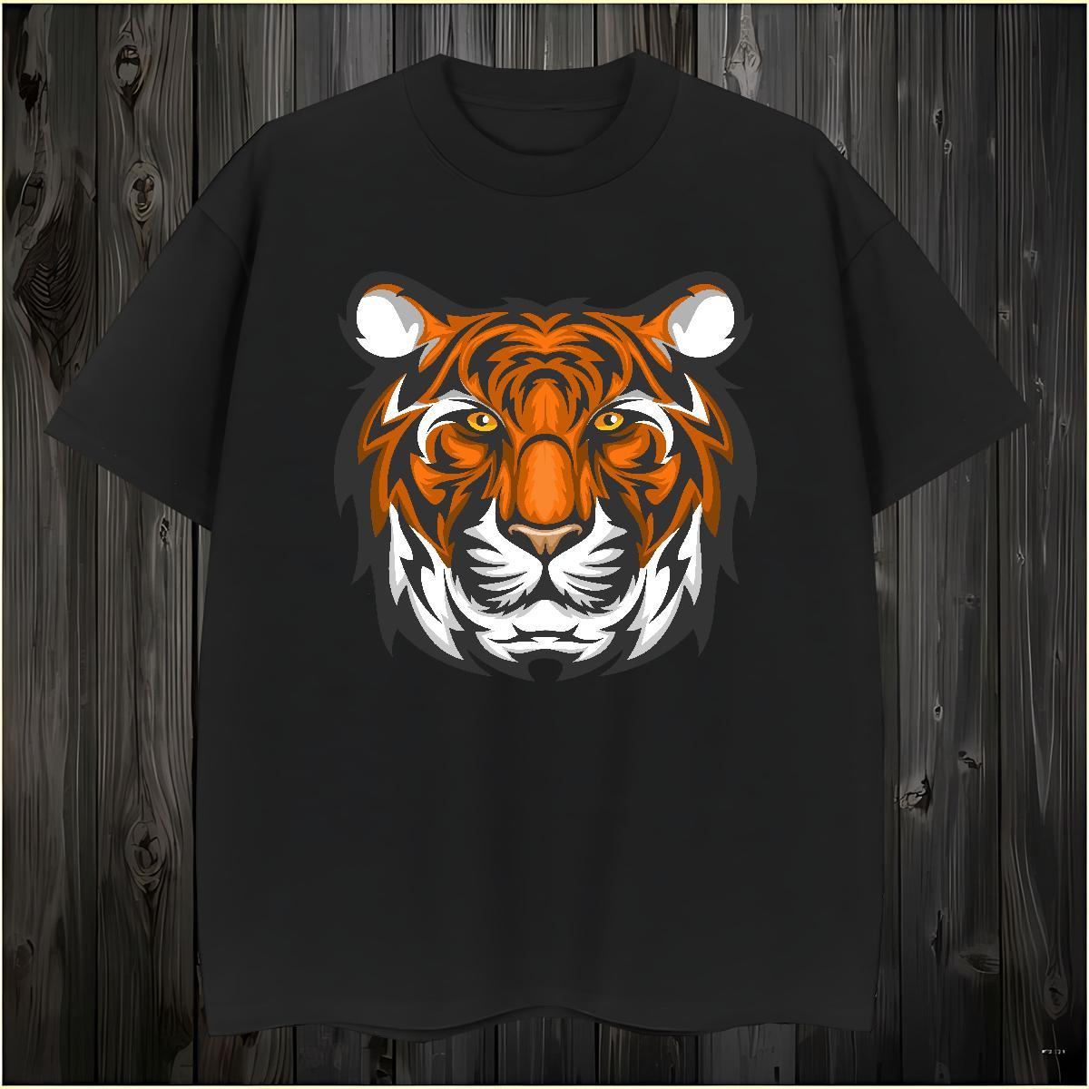 Fashion Casual Couples T Shirts tiger Outdoor 230g 100% Cotton Tops Shirt Breathable Crew Neck Designer T Shirts Men Anime