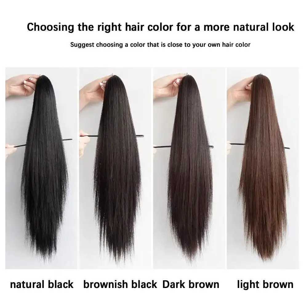 Long straight ponytail wig 45cm/55cm straight high ponytail long straight black brown long hair ponytail W240817