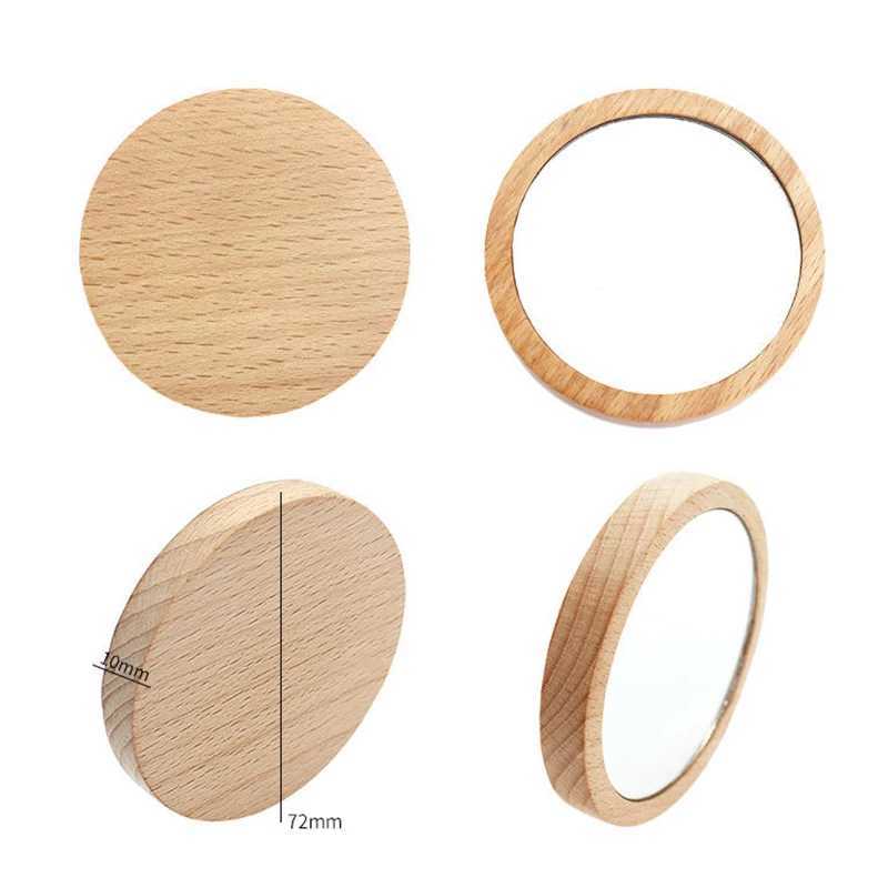10Pcs Makeup Mirror Mini Pocket Travel Small Cosmetics Hand Wood Wooden Compact Mirrors Y240819