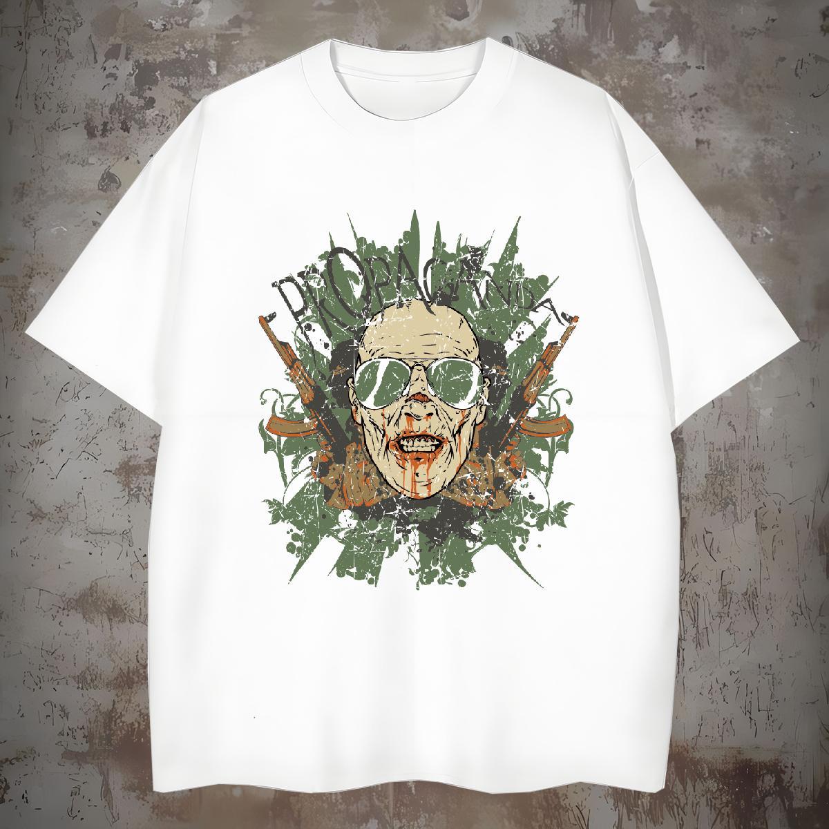 Unisex T shirt long-barrelled gun O Neck Short Sleeves Casual Daily Wear Black Oversized 230g 100% Cotton Mens Tshirts Fashion Designer Tops