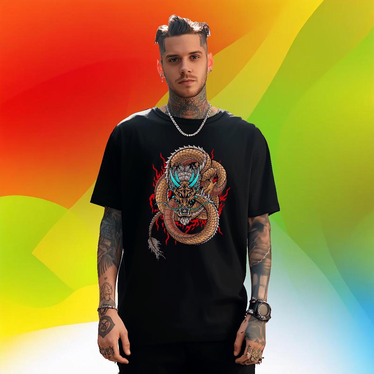 Cool Couples T Shirts Spring Summer 100% Cotton 230g Custom Cartoon O-Neck Short Sleeve dragon Men T Shirts 2024 Designer Tees