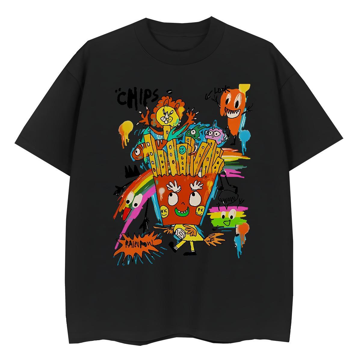 Men T Shirts 100% Cotton 230g cartoon Sports Casual Breathable Short Sleeve Graphic Tshirt for Man Woman Fashion Design Wholesale Tops Shirt