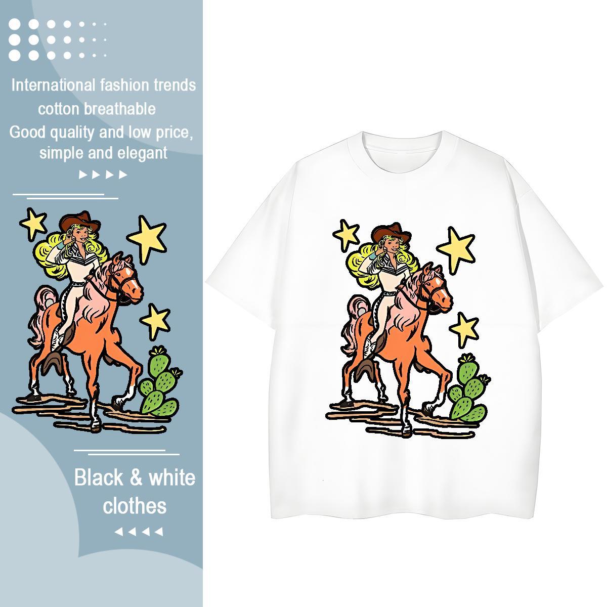 Brand Man T Shirts star Round Neck Short Sleeve Street Casual Custom Cartoon 100% Cotton 230g Men Tees Wholesale Tops