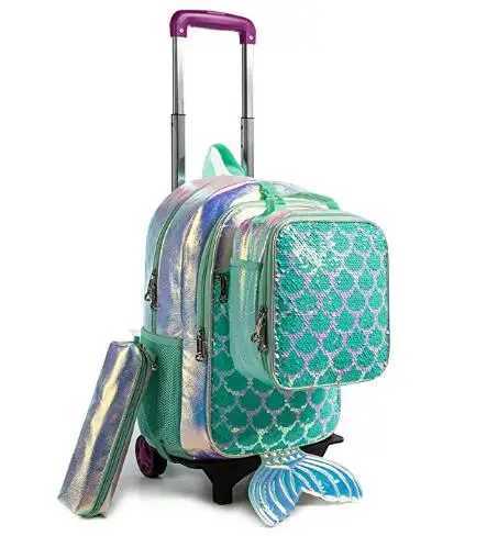 School wheeled backpack bag for girls School Rolling backpack Kids student bag wheels children school Trolley backpack Bag Y240820