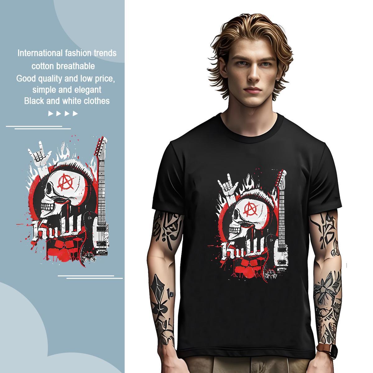 Men T Shirts 230g Cotton scary High Street Hip Hop Short Sleeve Soft Custom Big Size Men Tops Tees DIY Customized Free Shipping Wear