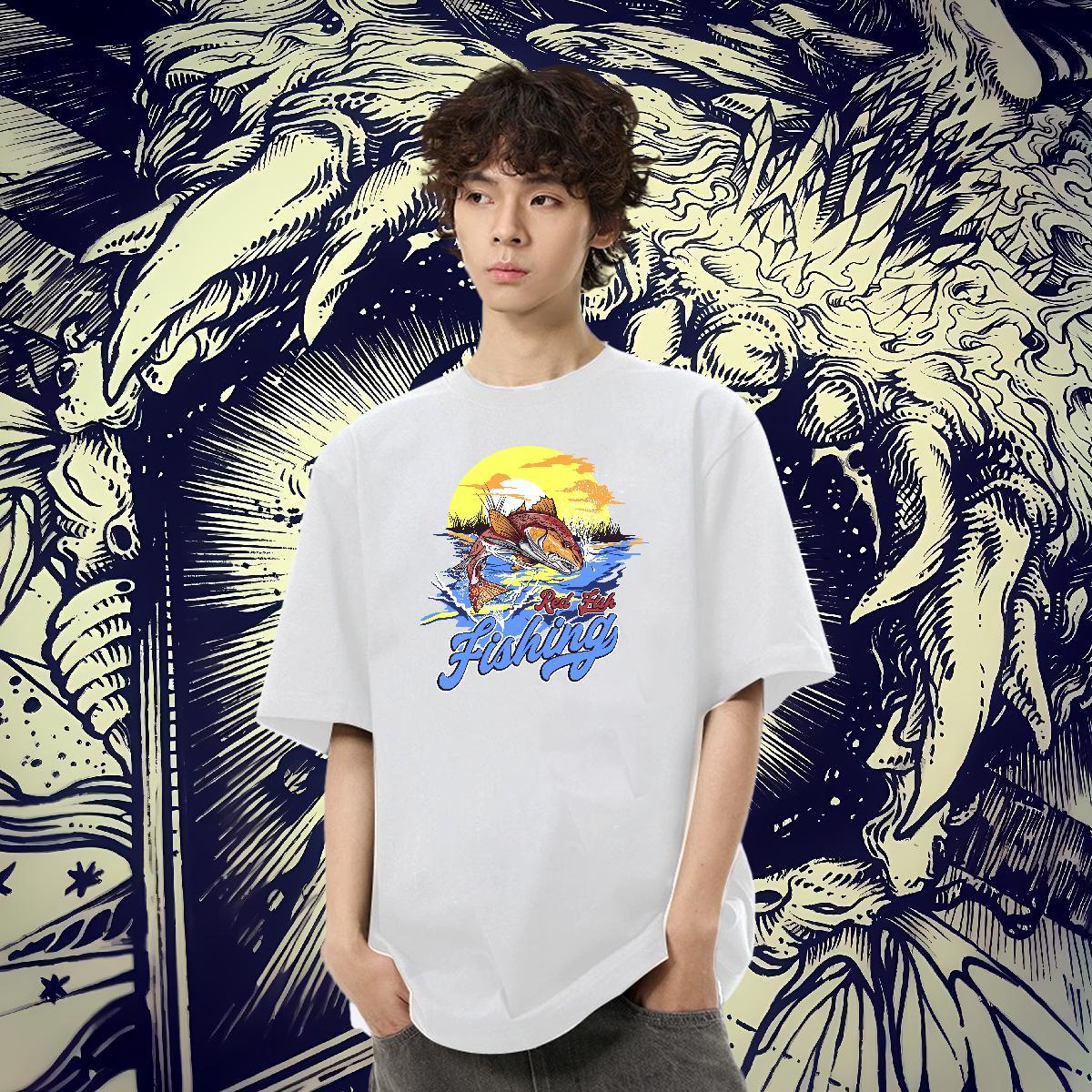 TOP Quality Couples T Shirts Street 230g Pure Cotton Plus Size Custom Breathable shark T-Shirts Factory Direct Tops Shirt