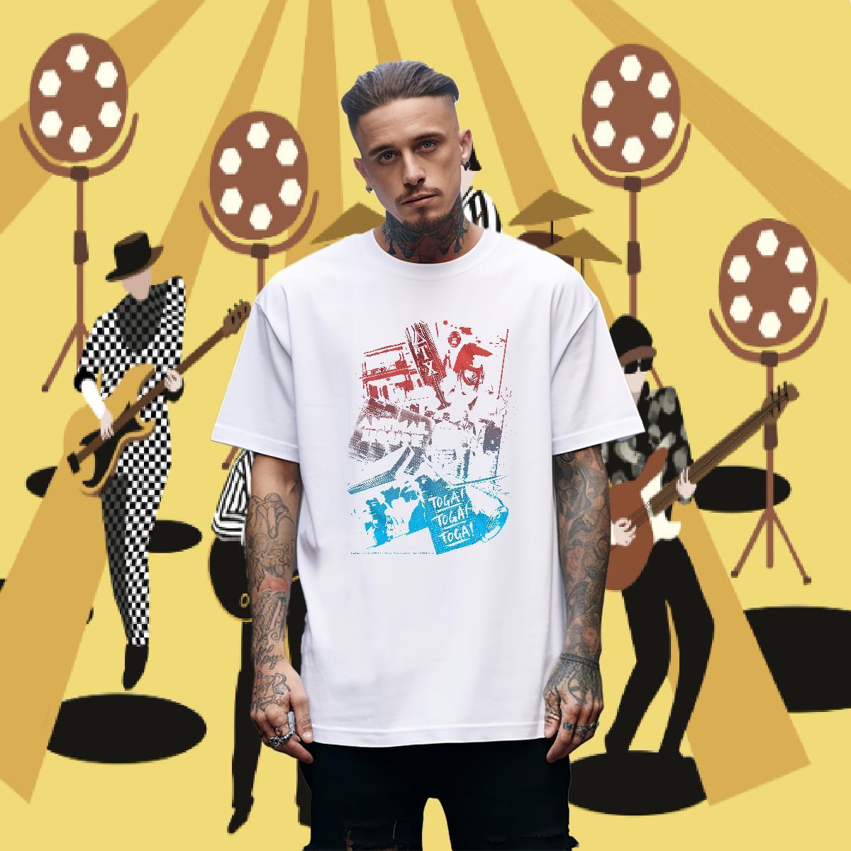 DIY scary Men Tshirts 230g Pure Cotton T shirt Plus Size Cartoon High Street Hip Hop Short Sleeve O-Neck Cool Clothings