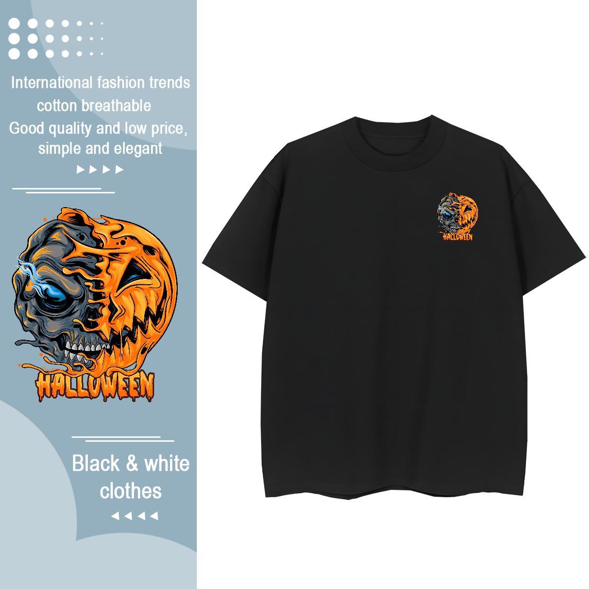 Fashion New Tshirt for Man Woman Halloween Daily Wear 230g Pure Cotton Tops Breathable Crew Neck Classic T shirt Asian Size