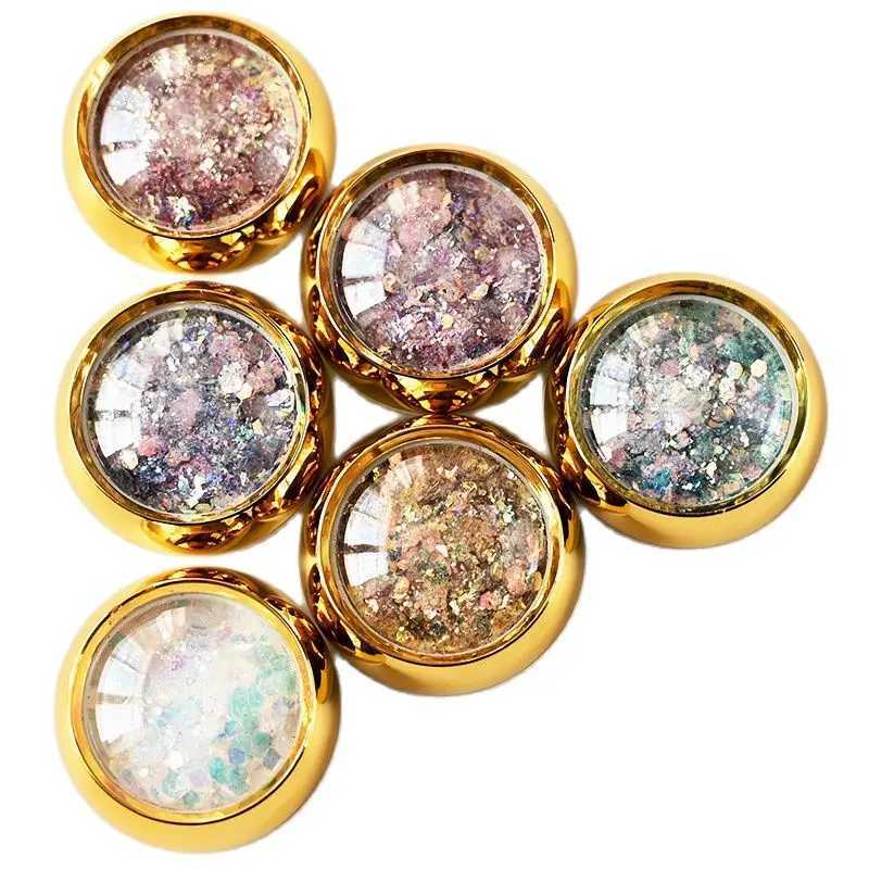 Multi-Box Holographic Nail Glitter Set Gold Bottle DIY Flake FOR Nail Art Dust Hexagon Glitter Powder Mermaid Sequins For Nail #XJ240815