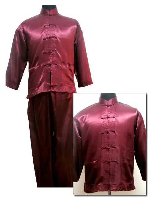 Black Chinese style mens satin pajama set with innovative buttons casual pajama set long sleeved shirt and pants S M L XL XXLW240719