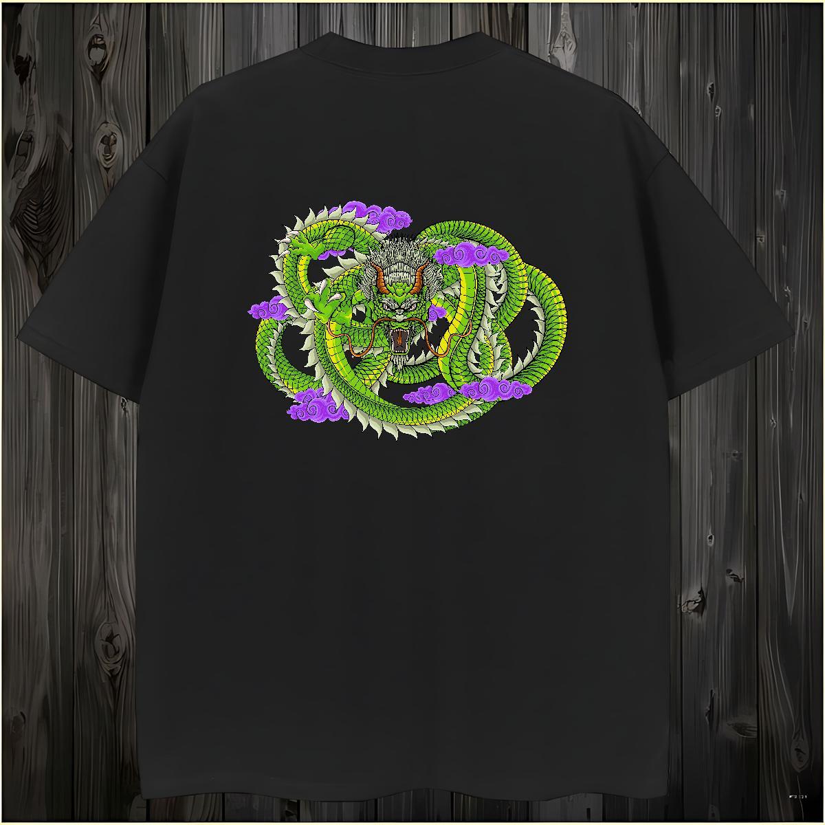 T shirt 230g Pure Cotton dragon Anime Printing Street O-Neck Short Sleeve Custom Printing Men Tees Fashion Casual Comfortable Polos