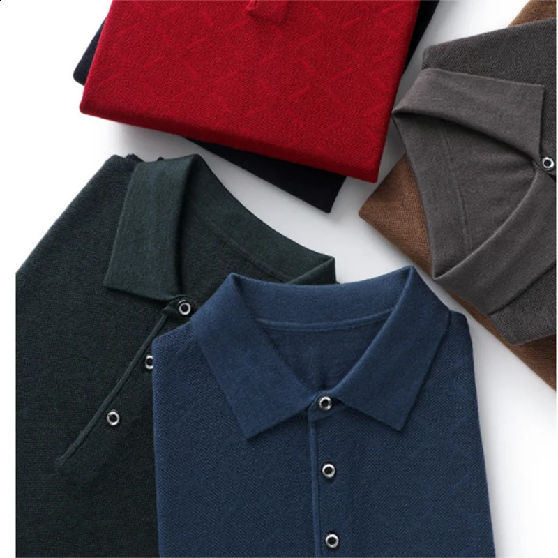 High-End Polo Shirt for Men High Quality Wool Blend Fashionable Embroidered Long Sleeve Tee Korean Style Casual Menswear 240820