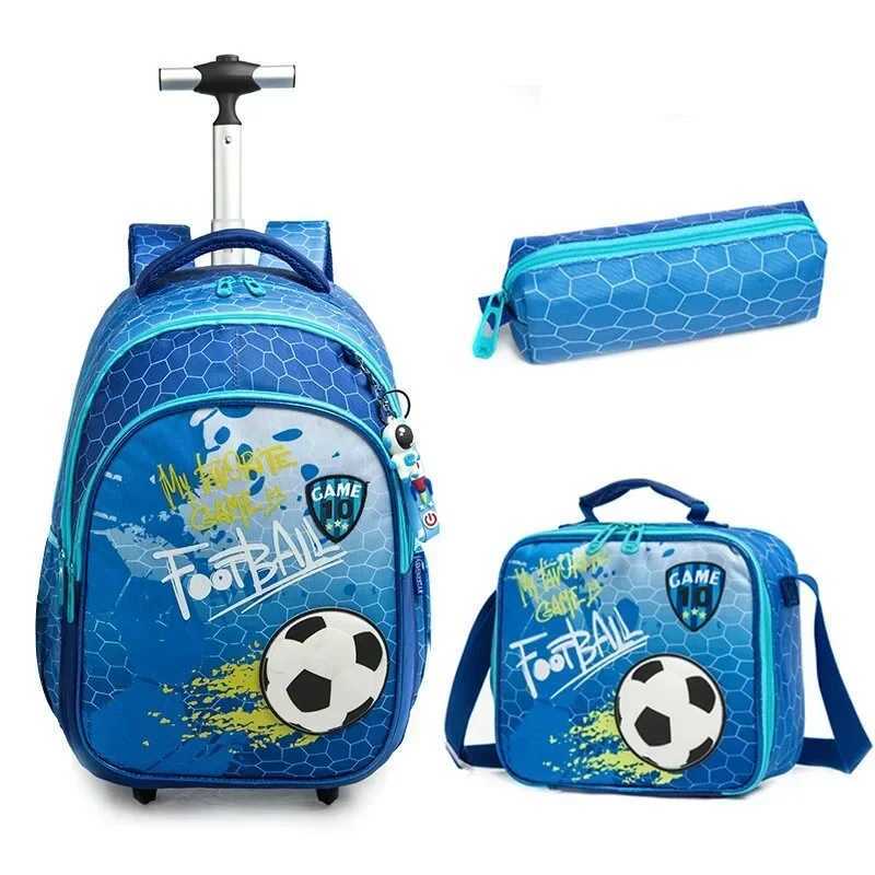 Children School Rolling Backpack Bag Wheeled Backpack for Boys School Trolley Bag Wheels Kids Travel Luggage Trolley Bag Set Y240820