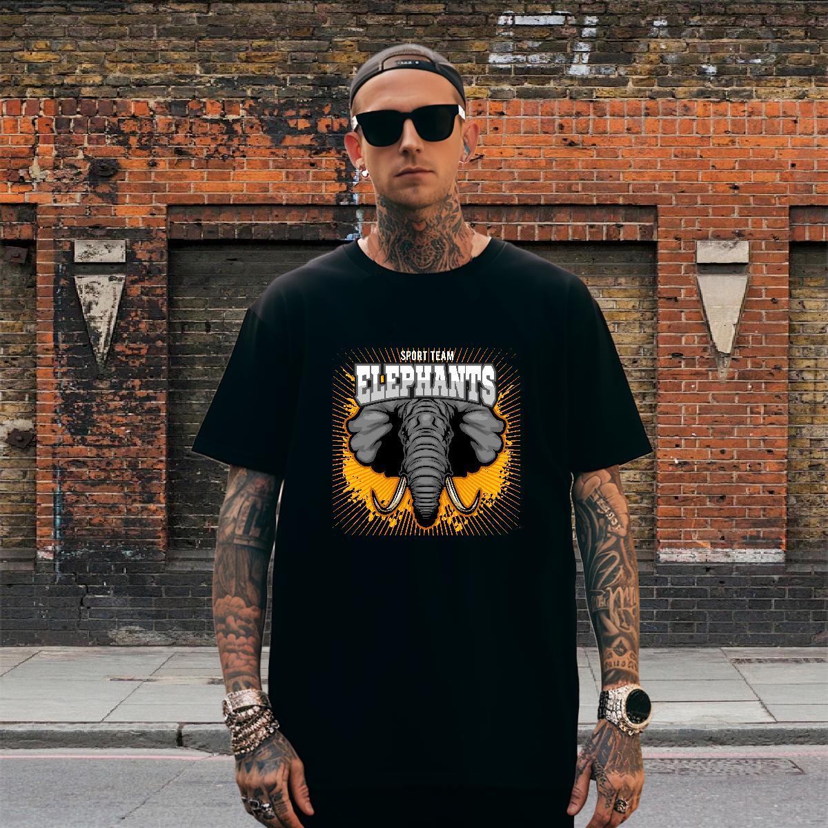 Soft Men T Shirts elephant Breathable Soft Spring Summer Customized Print 230g 100% Cotton Men Clothes T-Shirt New Arrival Polos