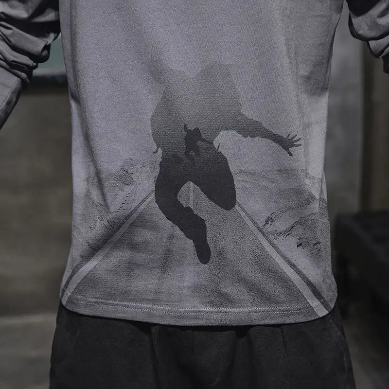Spring Autumn Fashion Pure Cotton Round Neck Long Sleeve T-Shirts Mens Clothing Printing Letter Pullovers Korean All-match Tops 240820