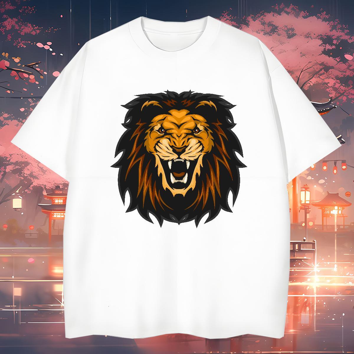 Brand Men T Shirts lion Short Sleeve Soft Outdoor Customized Print 230g Pure Cotton Men Clothes T-Shirt Designer Tee Shirt