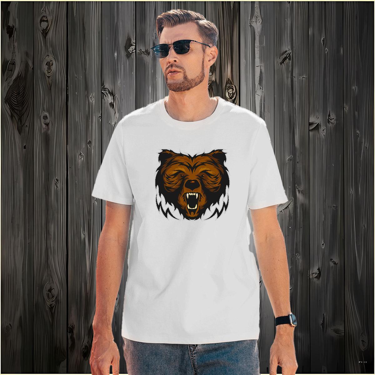 Classic bear Mens T Shirts Casual Tshirts 100% Cotton 230g Fashion Round Neck Short Sleeve DIY Printed Clothings
